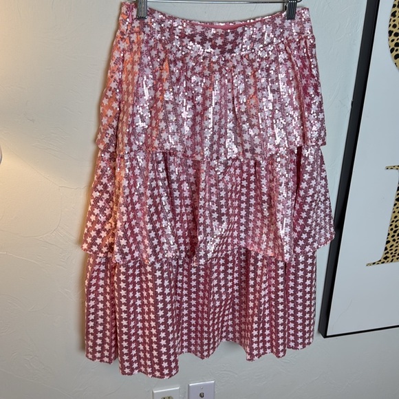 Queen of Sparkles Pink Sequin Star Midi Skirt - Picture 4 of 4